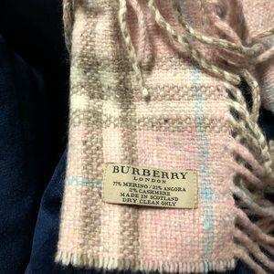 Burberry pink plaid fringe scarf